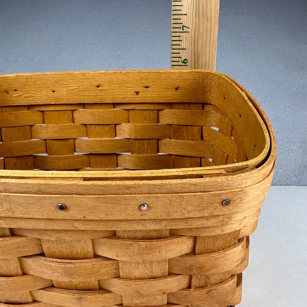 Longaberger Recipe Basket Small Brown Wood Lid Protector 17418 Farmhouse Decor - Picture 11 of 16